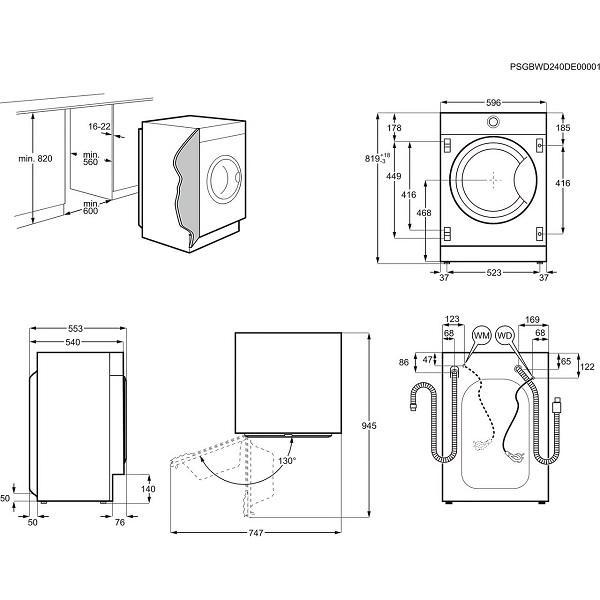 LF8E8436BI_WH_AEG_Washing machine_01 Merchand Cart - AEG ÖkoMix Technology LF8E8436BI Integrated 8kg Washing Machine with