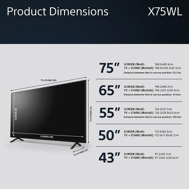 Sony TV diamensions