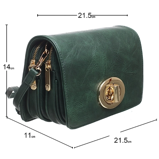 Bessie Vintage ladies flap over cross body bag-Green-D