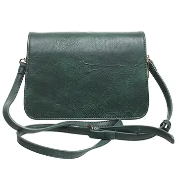 Bessie Vintage ladies flap over cross body bag-Green-R