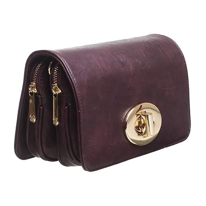 Bessie Vintage ladies flap over cross body bag-Purple S