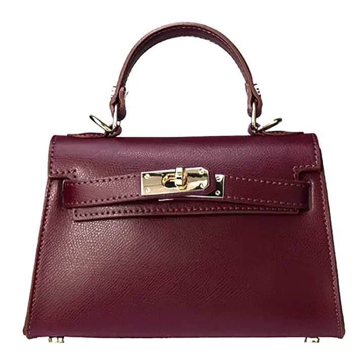 Burgundy colour genuine leather ladies bag