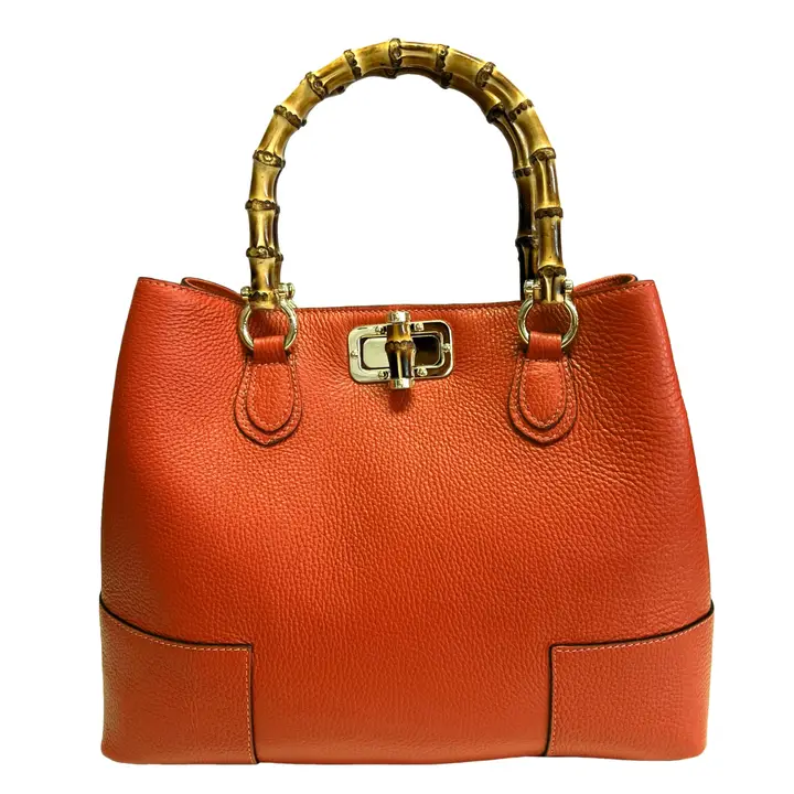 Merchandcarter-Modarno womens bag in genuine leather-Water-Orange