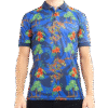 blue tropical print polo shirt
