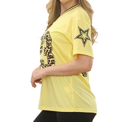2743c Yellow Leopard Base Print Varsity T-Shirt
