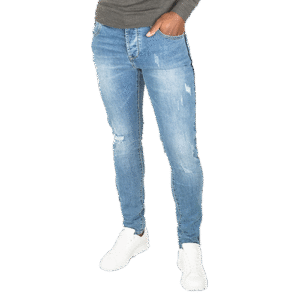 Blue Distressed Ripped Denim Jeans