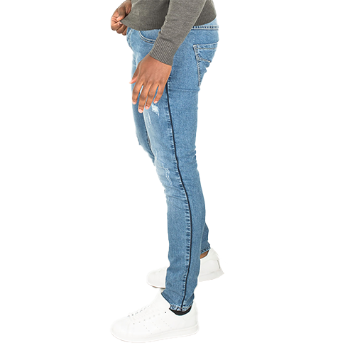 A135b Blue Distressed Ripped Denim Jeans