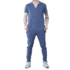 Stone Waffle Pattern Polo Short Sleeve Shirt and Trouser Set