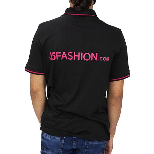 T1163MENSb Black J5Fashion Logo Short Sleeve Polo Shirt