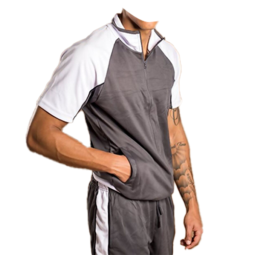 TS2471b Grey Active Raglan Contrast Panel Short Set
