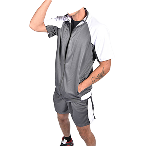 TS2471d Grey Active Raglan Contrast Panel Short Set
