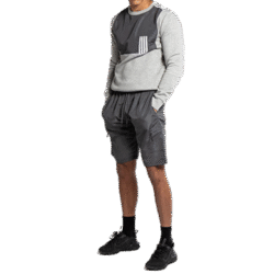 Grey and Charcoal Colour Blocked Striped Short Set