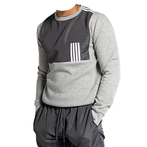 TS2505c Grey and Charcoal Colour Blocked Striped Short Set