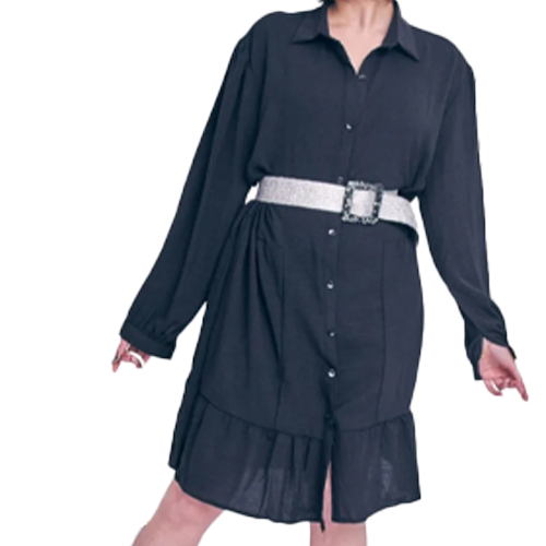 Plain Button Up Tiered Shirt