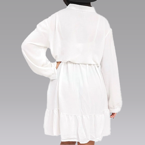 30327009-CN0127c Plain Button Up Tiered Shirt