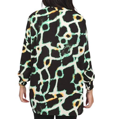 32319910-CN0103f Tie Dye Print Shirred Neck Dress