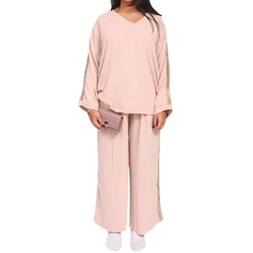 32327614-CN0133a Plain Side Lace Co-Ord Set