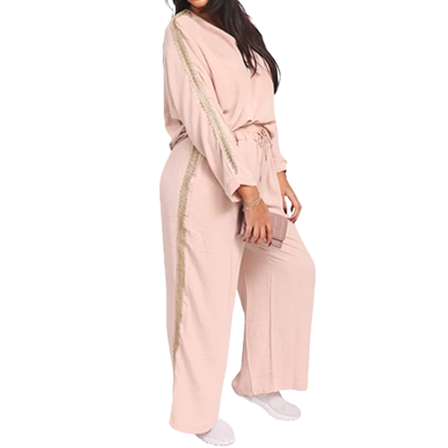 32327614-CN0133c Plain Side Lace Co-Ord Set