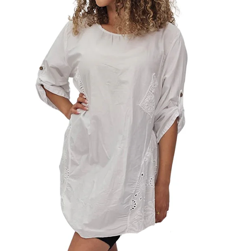 Plain Crochet Patch Pockets Cotton Top