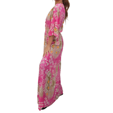 MCEFWDL001-Long Dress-Leaves printed-Merch-&-Carter MCEFWDL001-Long Dress-Leaves printed-Merch-&-Carter