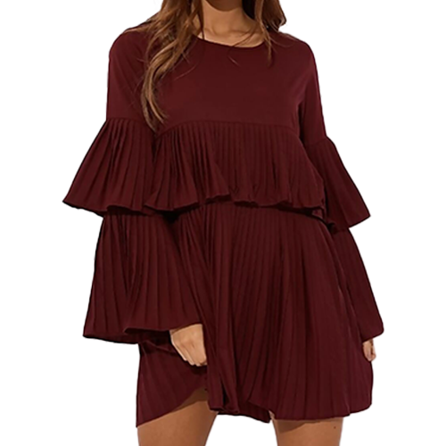 Job Lot Pleated Ruffle Mini Dress