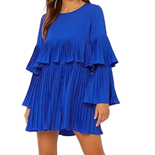 Job Lot Pleated Ruffle Mini Dress