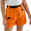 Flap Pocket Buckle Belted Cargo Shorts