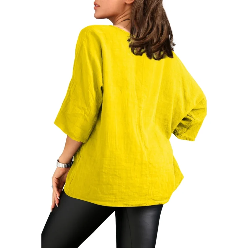 Merch-&-Carter-Online-Marketplace-shopping-Necklace-Top-Plain-Tunic-100%- Cotton-Yellow-Rear Merch-&-Carter-Online-Marketplace-shopping-Necklace-Top-Plain-Tunic-100%- Cotton-Yellow